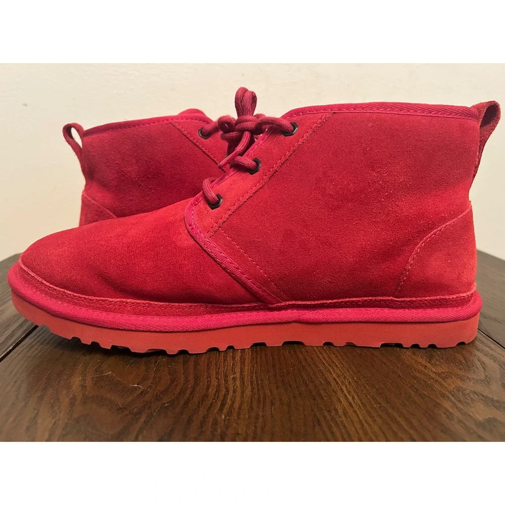 UGG Red Suede Chukka Boots Men's‎ 11 Sheepskin lined Ankle Lace up